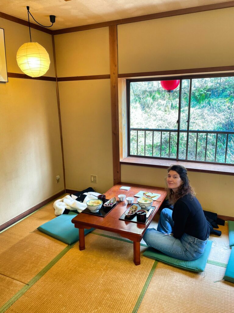 Un midi avec un plat à base de poissons au restaurant Hirobun situé dans le sanctuaire de Kifune.